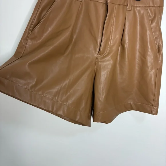 Abercrombie & Fitch hi rise vegan leather tan shorts size large - Picture 5 of 8
